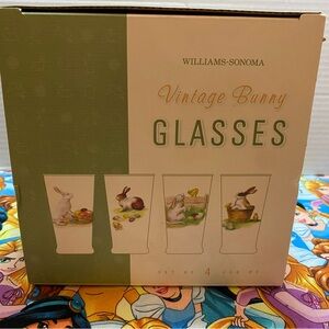 Williams-Sonoma Vintage Bunny Glasses - Pastel Green & Cream 4 set from 2011